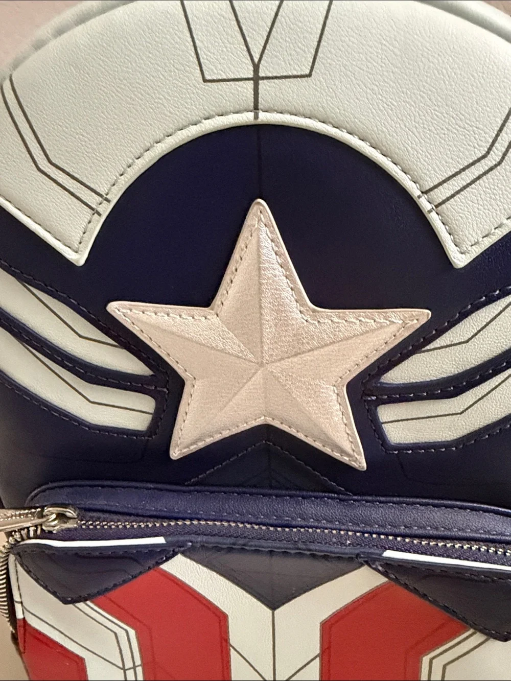 Loungefly Kids Red, White & Blue Falcon and Winter Soldier Shield Mini Backpack